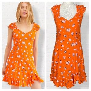 COPY - Free People Like a Lady Spring orange ruffle dress, XS